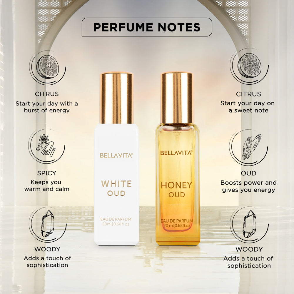 【Bella Vita】 Luxury Perfume Combo (White Oud + Honey Oud)｜ラグジュアリー パフューム コンボ（ホワイトウード＋ハニーウード）｜20ml×2本