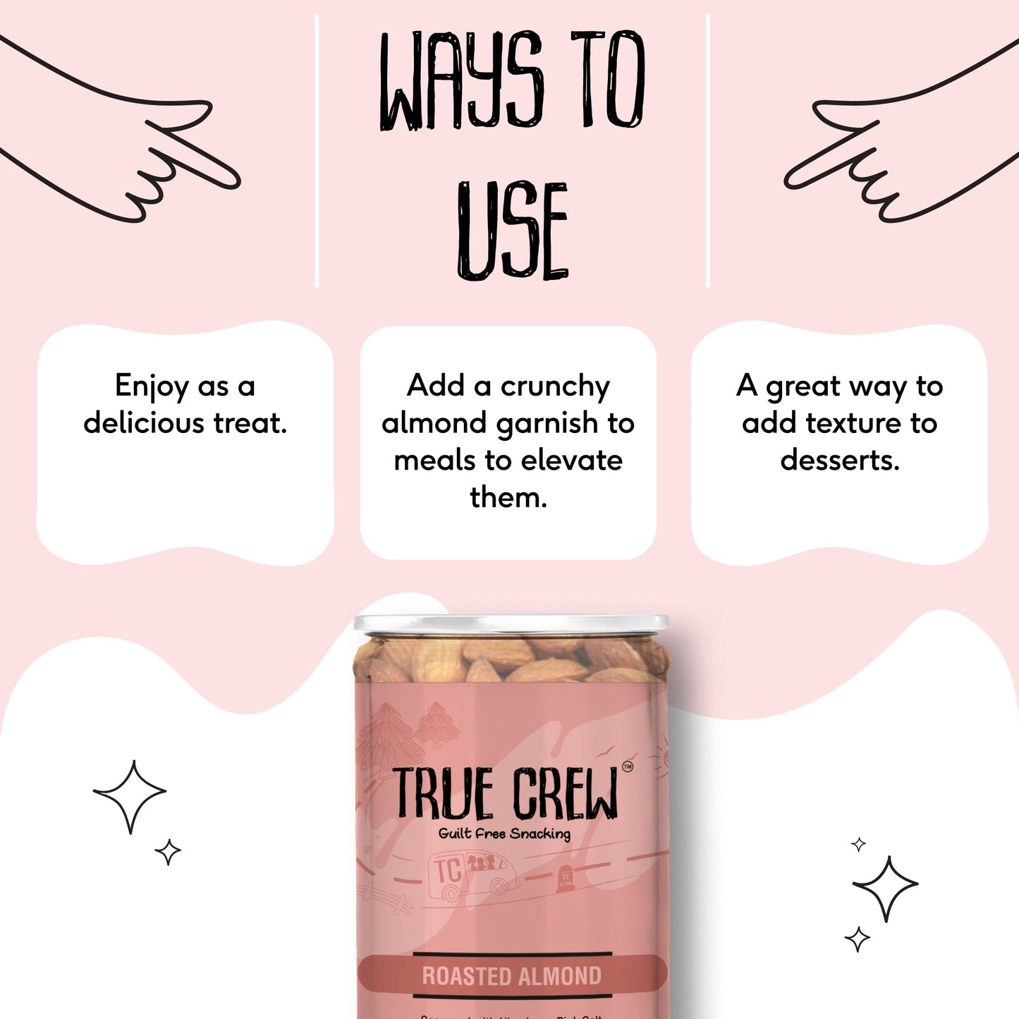 TRUE CREW Roasted Almonds 120 g Jar 120g