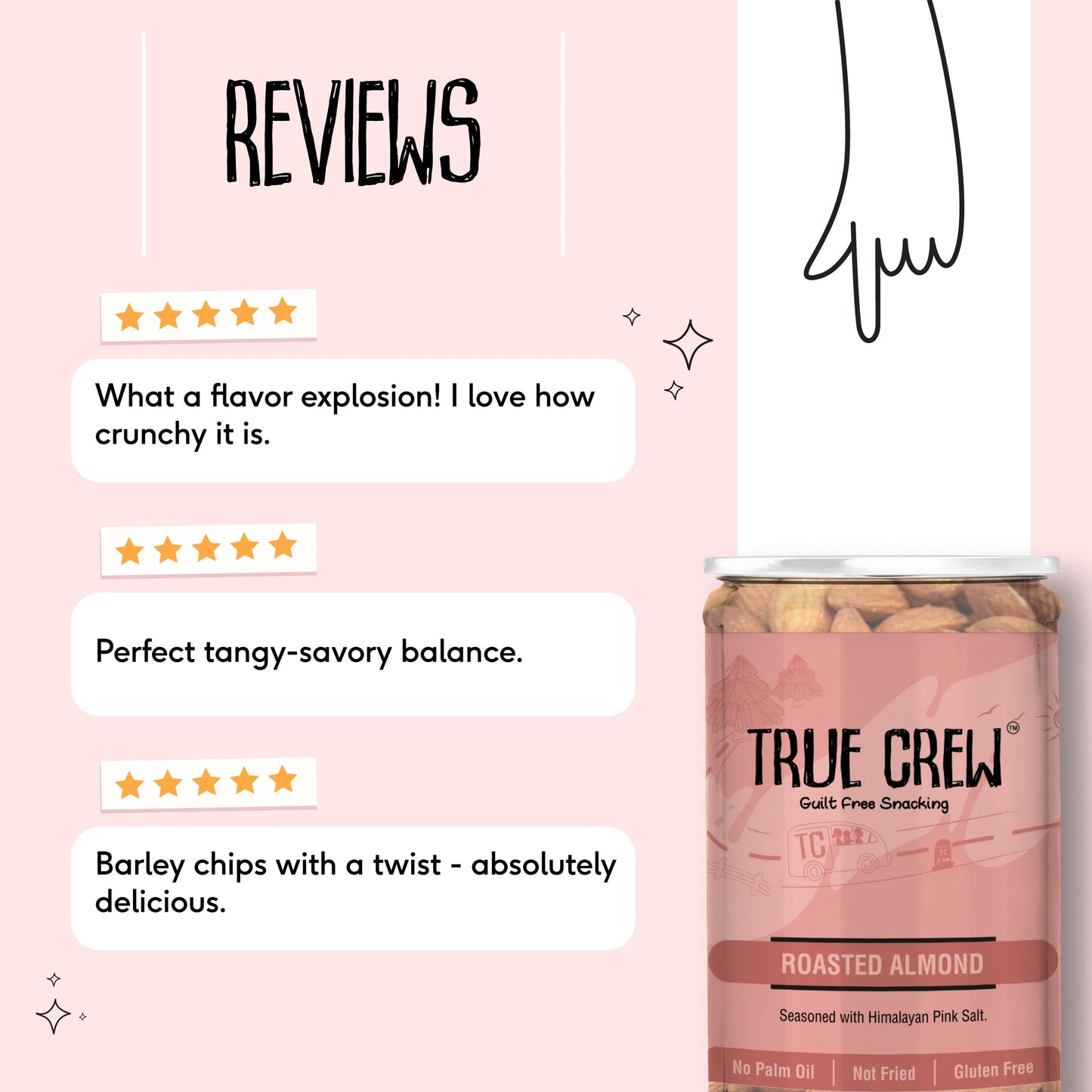 TRUE CREW Roasted Almonds 120 g Jar 120g