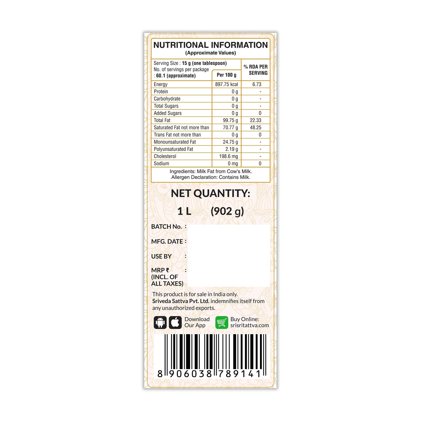 Cow’s Premium Ghee, 1 L 1L