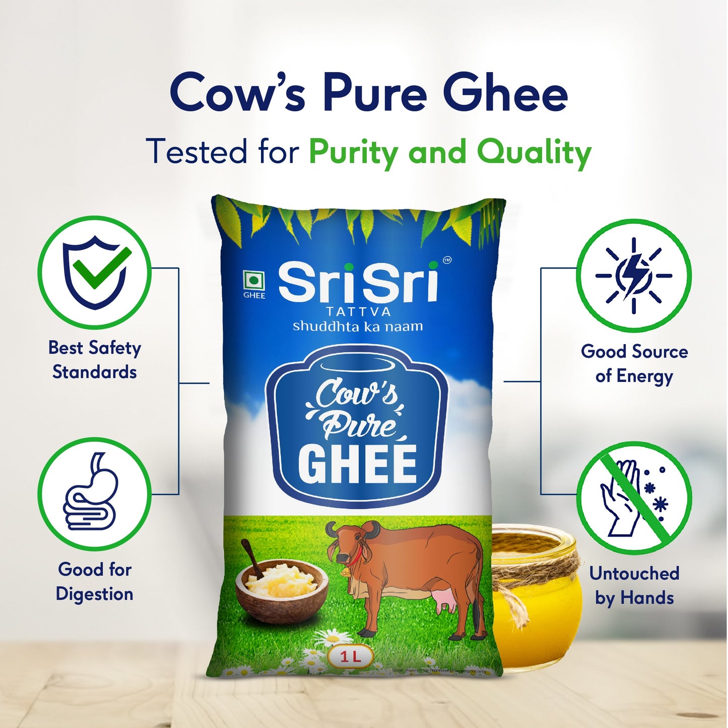 Cow's Pure Ghee, 1 L Pouch 1L