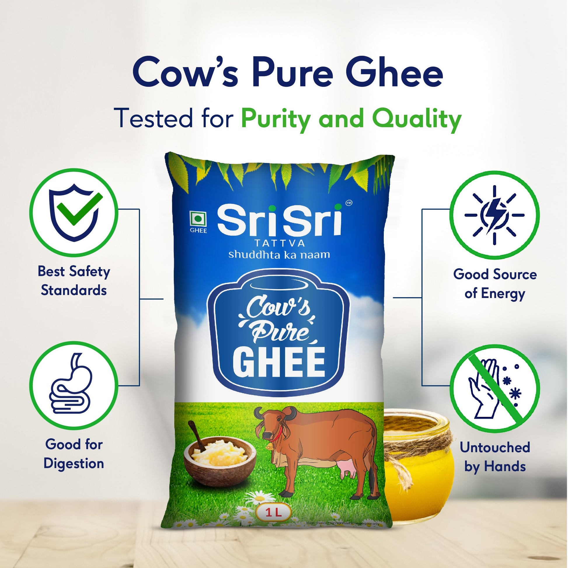 Cow's Pure Ghee, 1 L Pouch 1L
