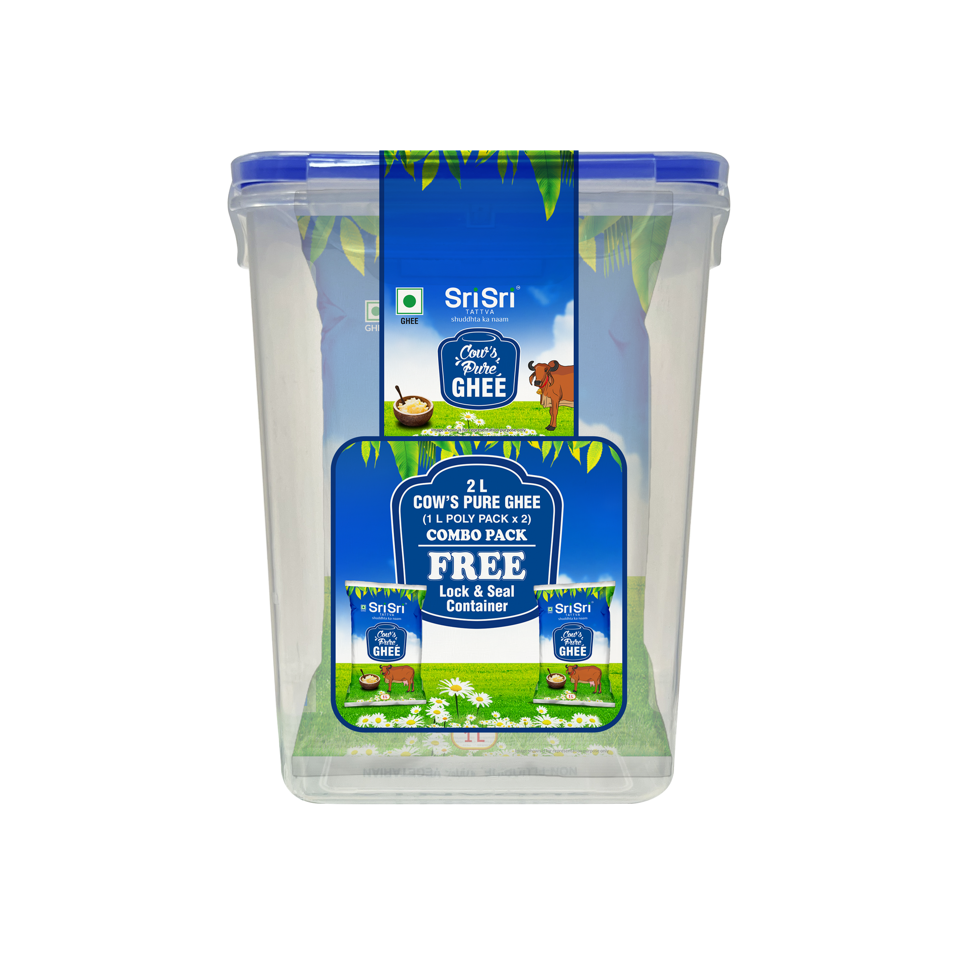 【Sri Sri Tattva】 Cow's Pure Ghee Pouch with Container｜ カウズ ピュア ギー パウチ（容器付き）｜ 2L