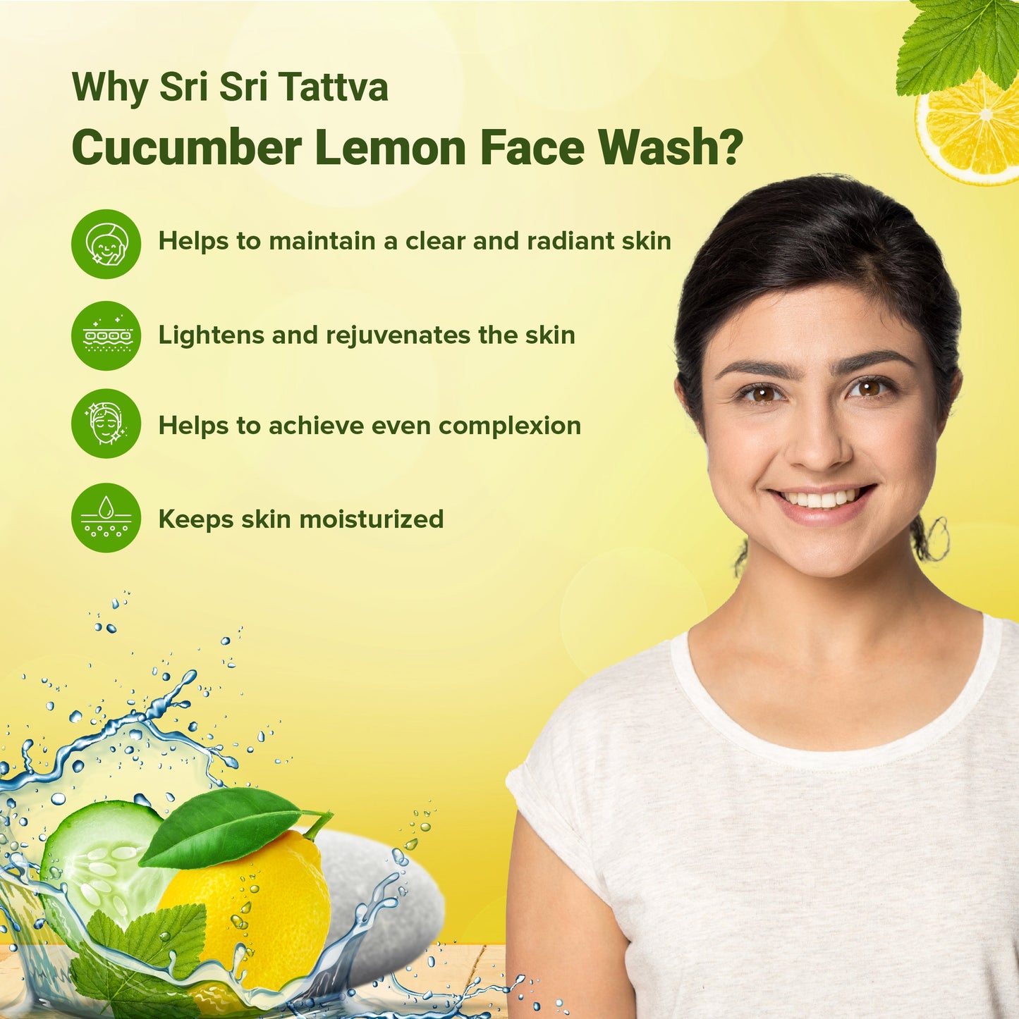 Cucumber & Lemon Face Wash - For Clear & Smooth Skin, 60 ml 60ml