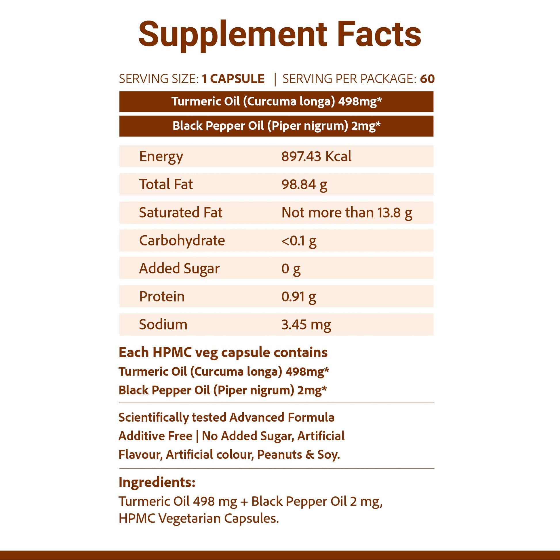 SupaSupp Quick Action Bioperine Oil Curcuwin | Anti-Inflammatory, Anti-Oxidant, Overall Repair And Immunity | Health Supplement | 60 Veg Cap, 500 mg 500mg