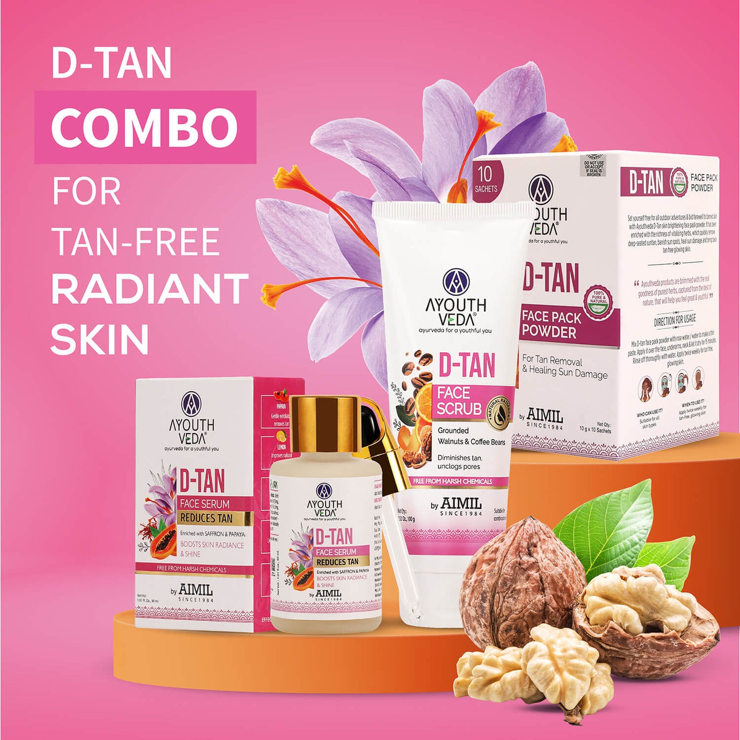D-Tan Scrub for Tan Removal, Glowing Skin & Deep Exfoliation | With Papaya, Lemon, Almond & Walnut | Removes Dead Skin Cells, Improves Texture | For All Skin Types | 100g 100g