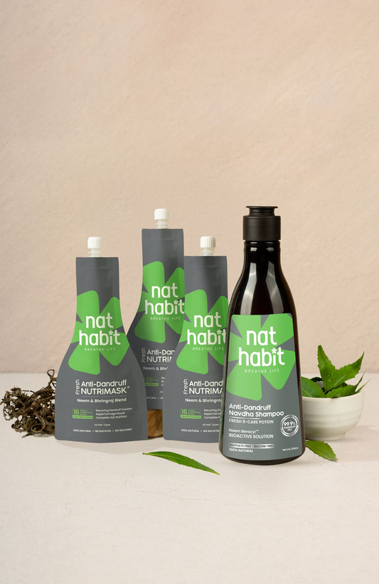 【Nat Habit】 Anti-Dandruff Scalp to Tip Care Combo｜アンチダンドラフ スカルプ トゥ ティップ ケア コンボ｜シャンプー250ml + ニュートリマスク 3個