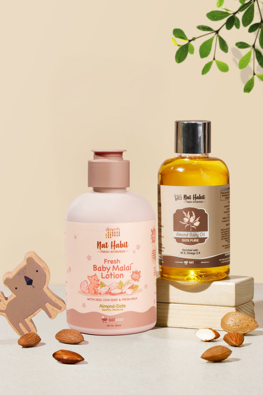 Baby Malai Lotion & Pure Almond Baby Oil 200ml + ベビーオイル