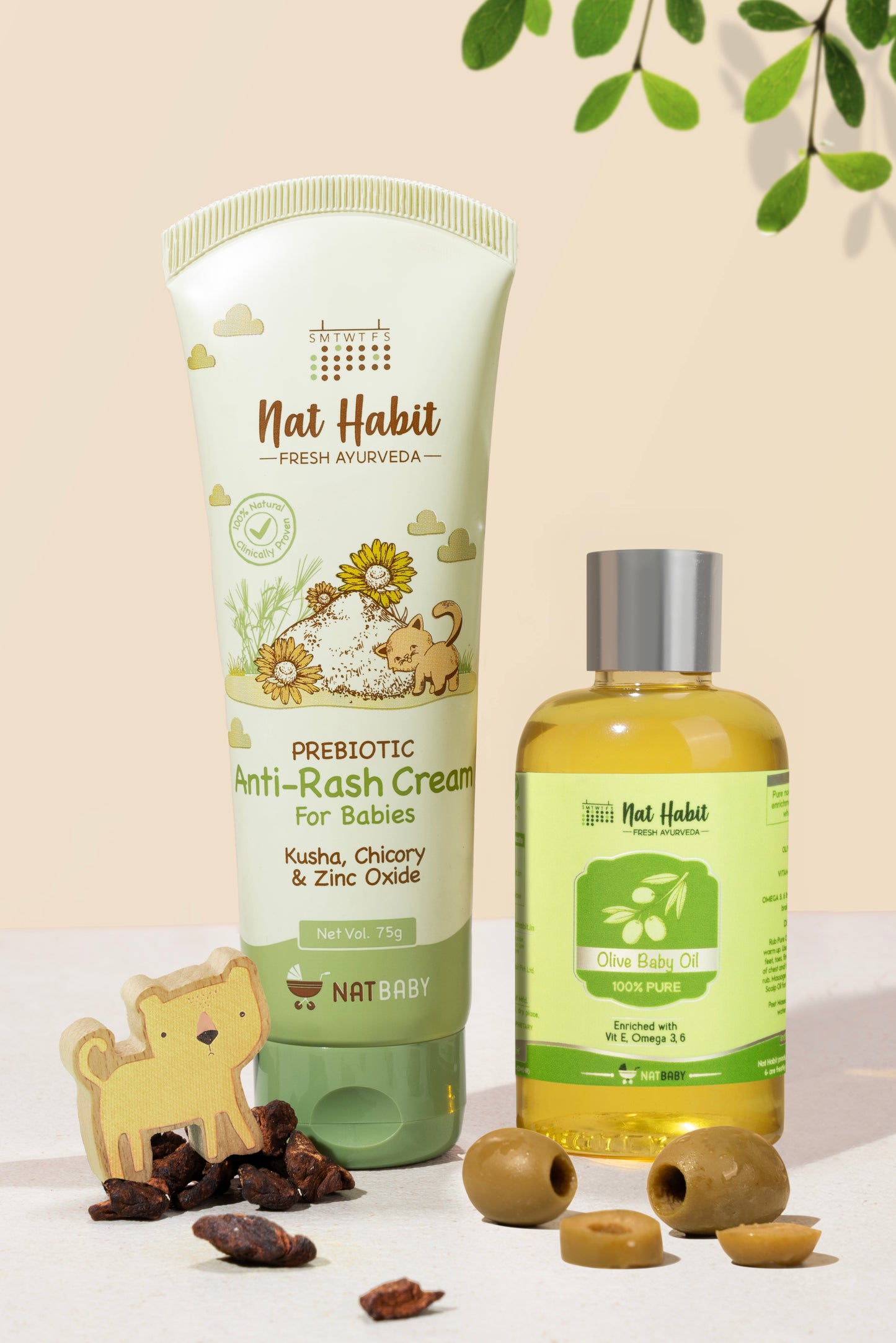 Prebiotic Anti-Rash Cream & Pure Olive Baby Oil 75g + ベビーオイル