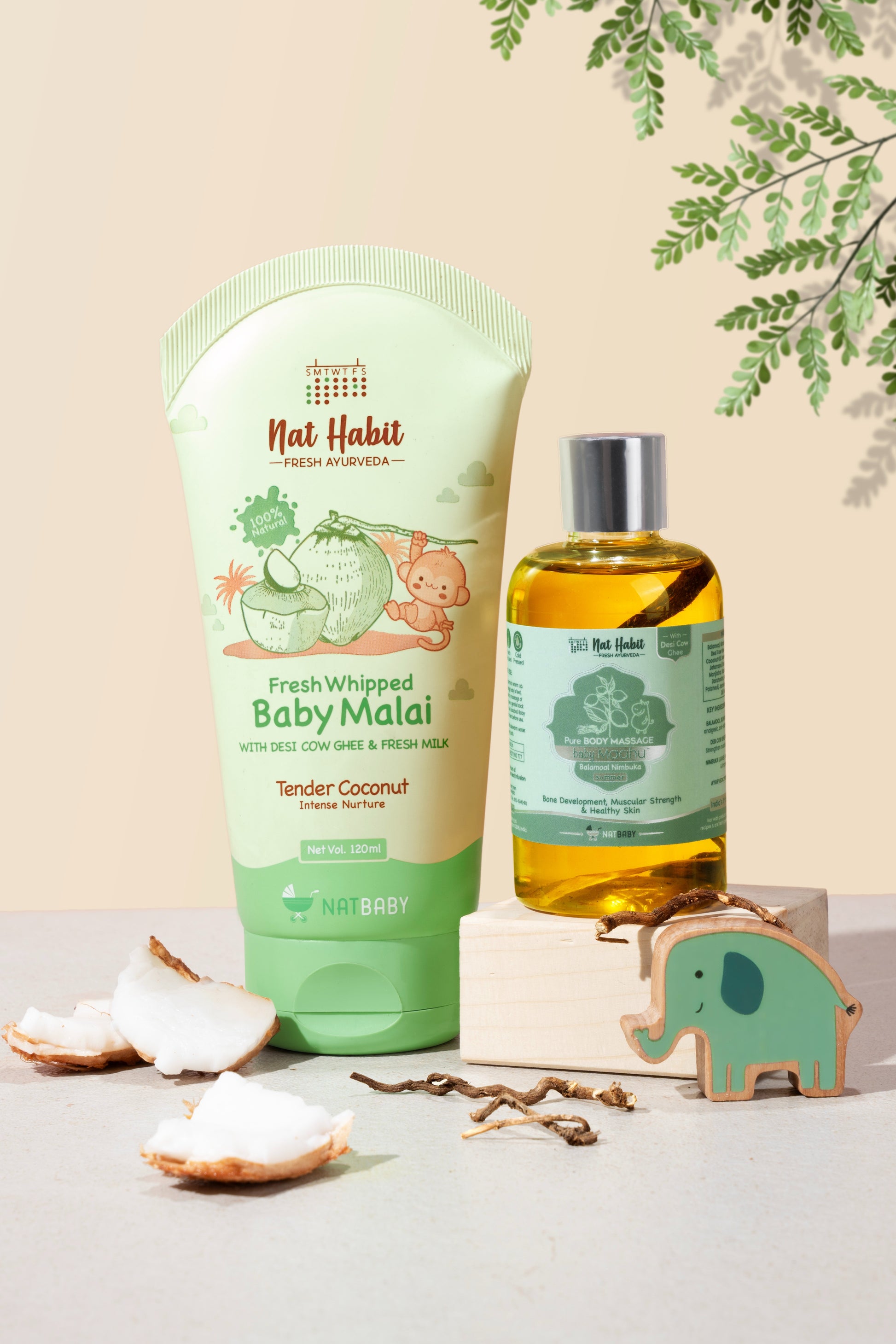 Baby Malai & Dasabuti Baby Body Massage Oil 120ml + 100ml