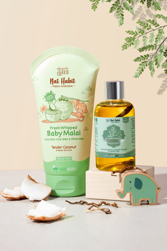 Baby Malai & Dasabuti Baby Body Massage Oil 120ml + 100ml