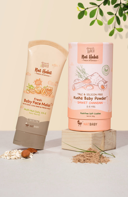 Baby Face Malai & Kusha Baby Powder Shwet Chandan 2個セット