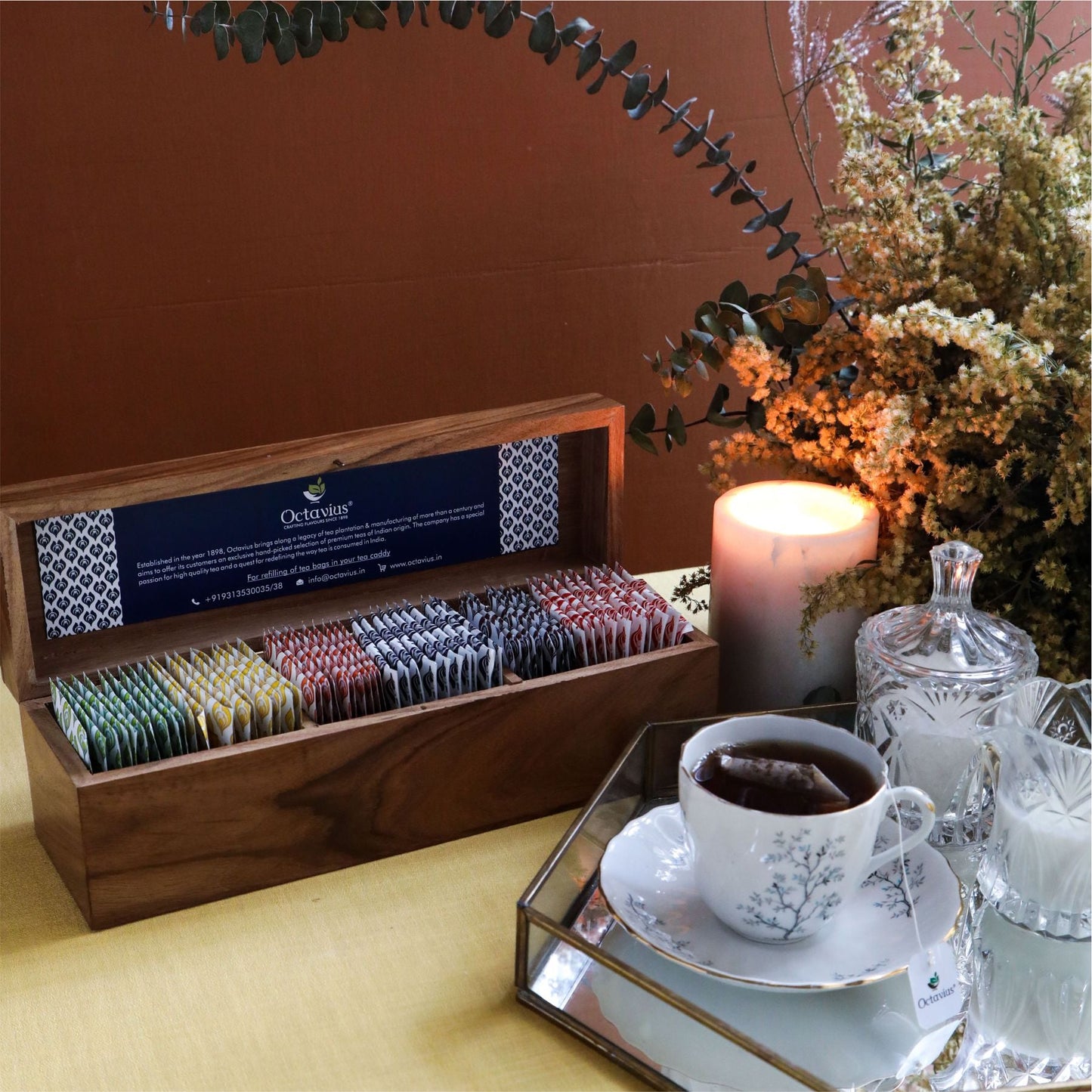 Assortment of Fine Teas- 60 Teabags in Sheesham Wood Box 60teabags