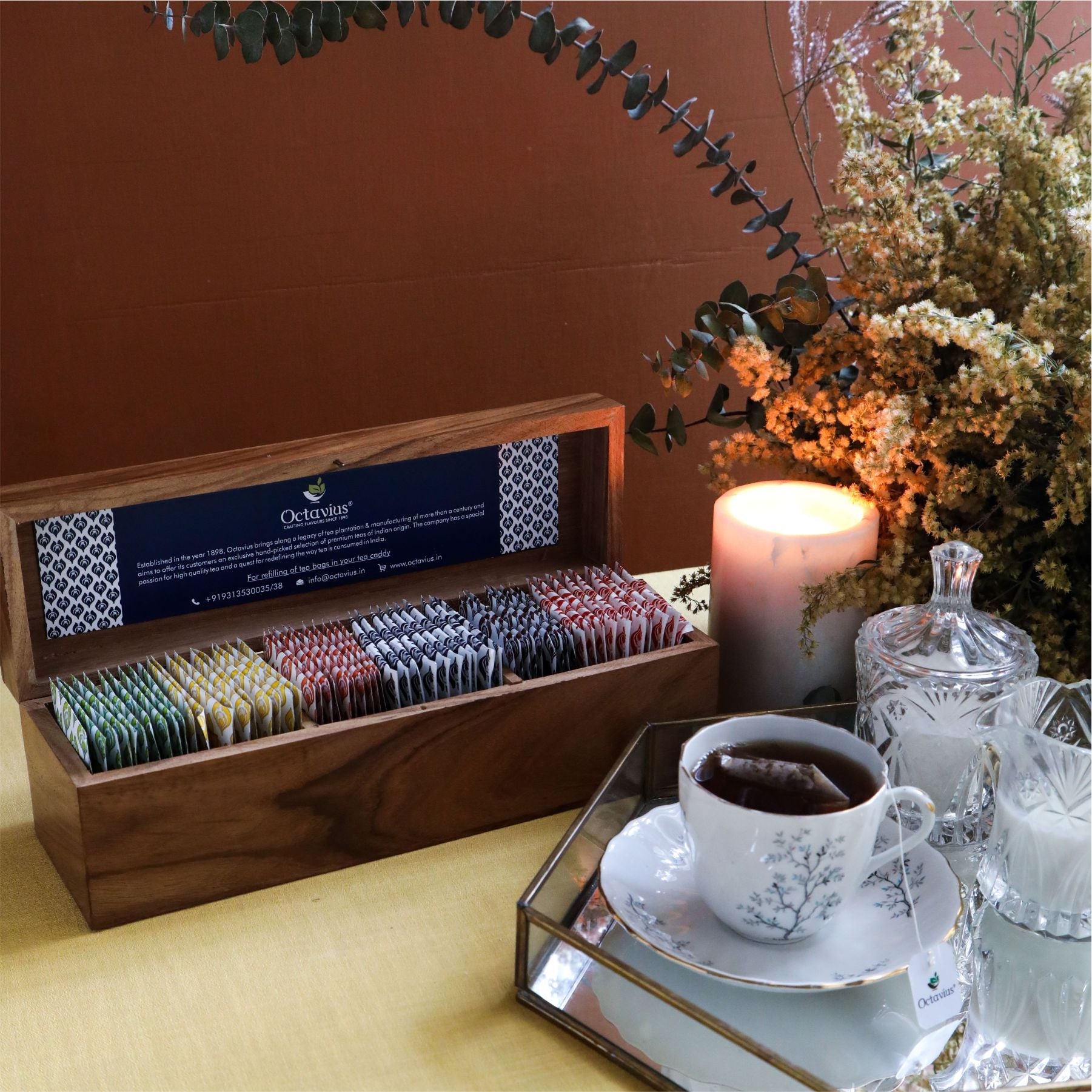 Assortment of Fine Teas- 60 Teabags in Sheesham Wood Box 60teabags