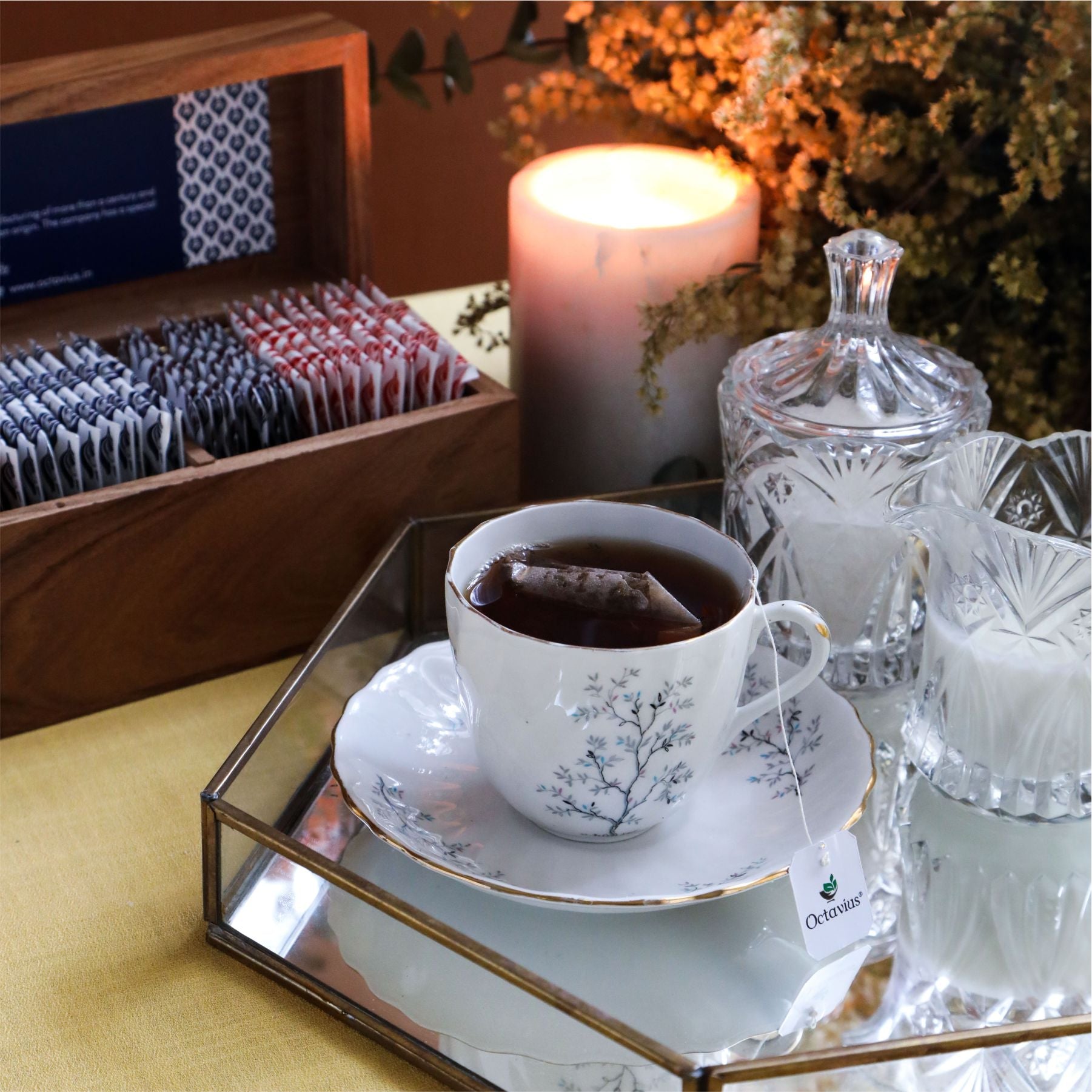 Assortment of Fine Teas- 60 Teabags in Sheesham Wood Box 60teabags