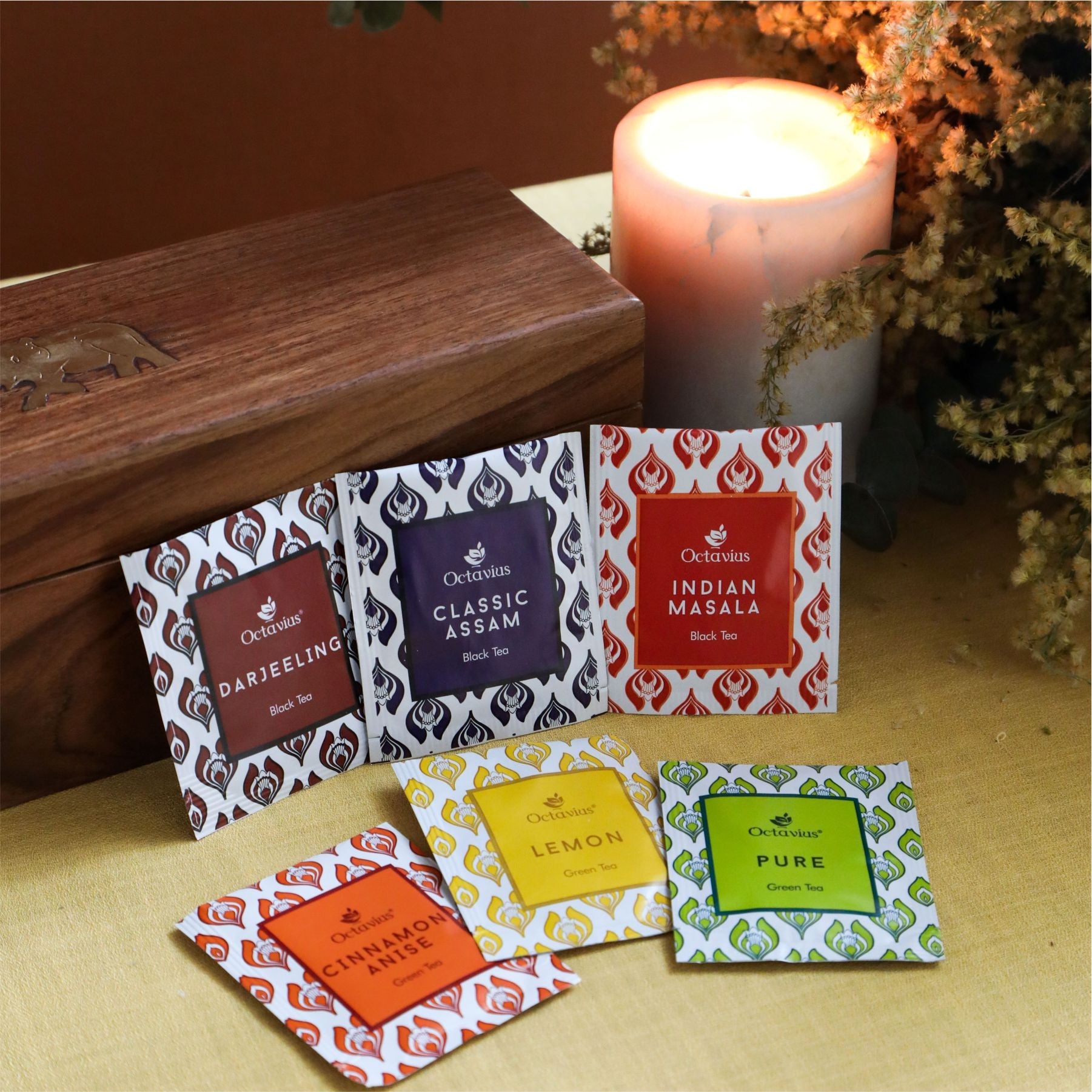 Assortment of Fine Teas- 60 Teabags in Sheesham Wood Box 60teabags