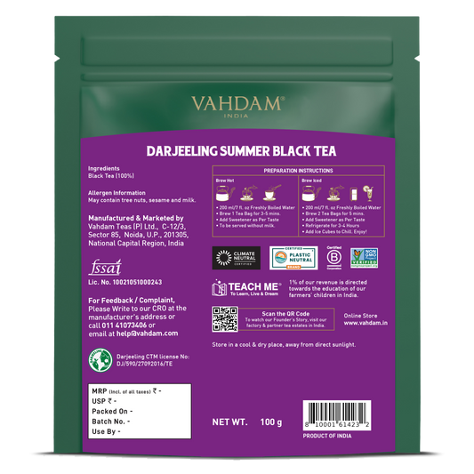 【VAHDAM】 Darjeeling Summer Black Tea, 50 Count｜ダージリン ブラックティー｜50 Count