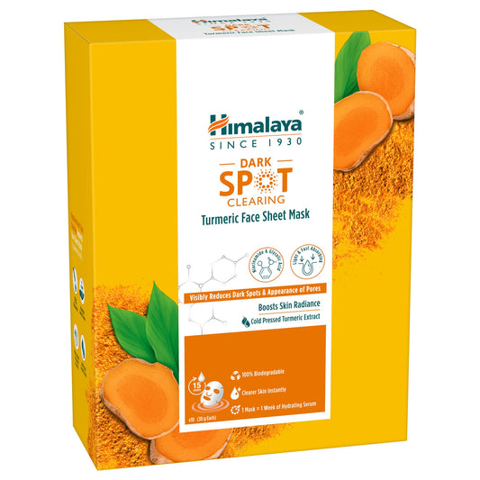 【Himalaya】 Himalaya Dark Spot Clearing Turmeric Face Sheet Mask｜ヒマルアヤダルクスポットクルエアリングターメリックフェイスシートマスク