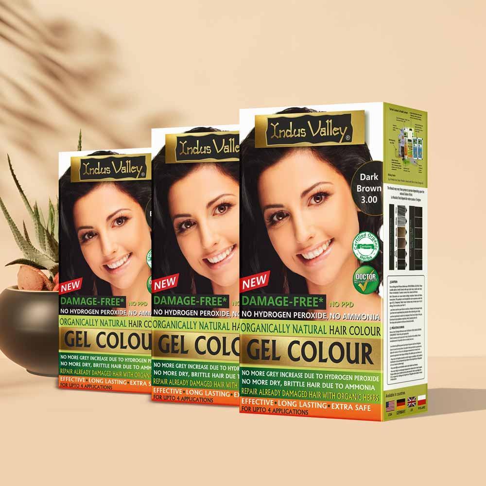 Damage Free Gel Colour - Pack Of 3 - Available in 6 Shades Dark Brown
