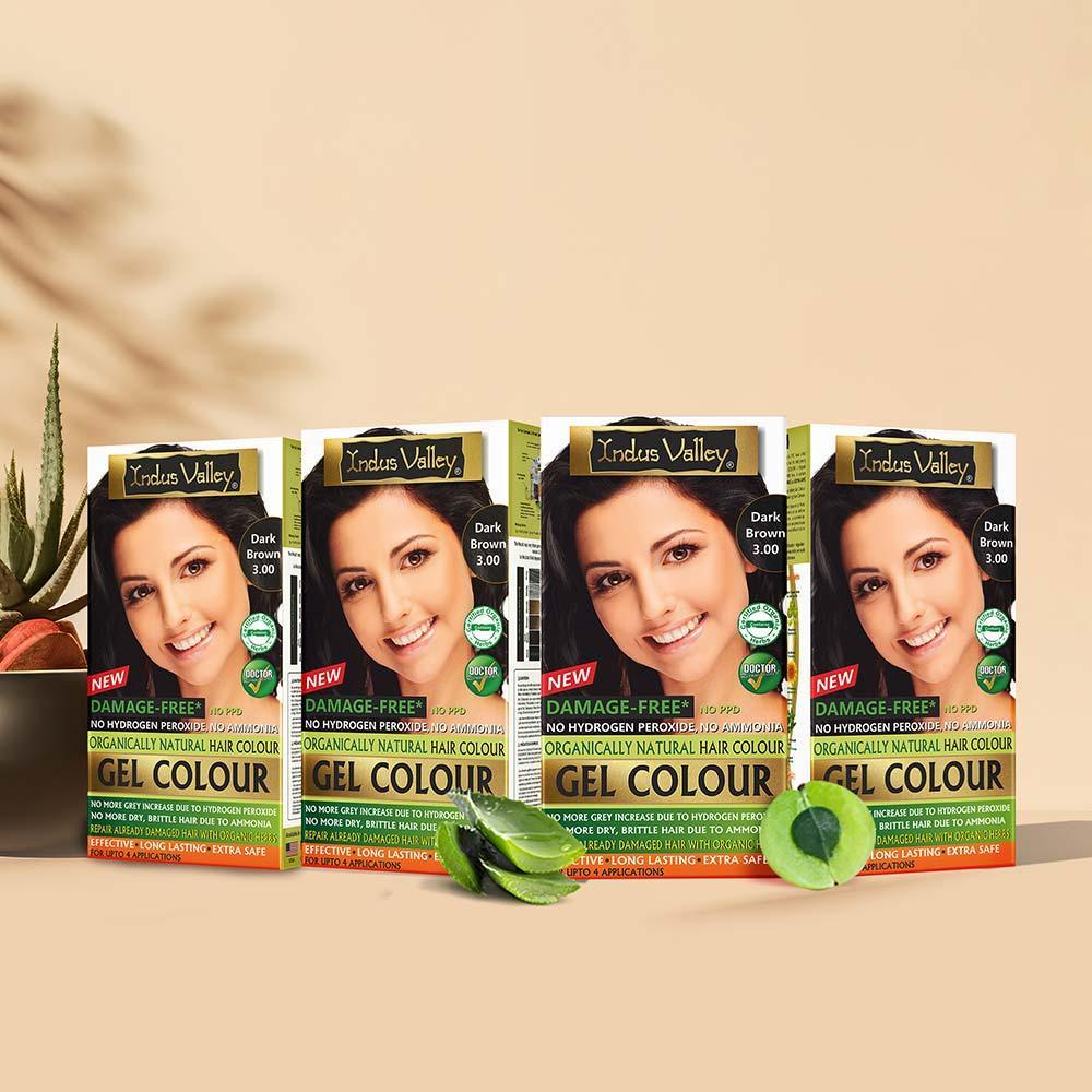 Damage Free Gel Hair Colour - Pack Of 4 - Available In 6 Shades Dark Brown