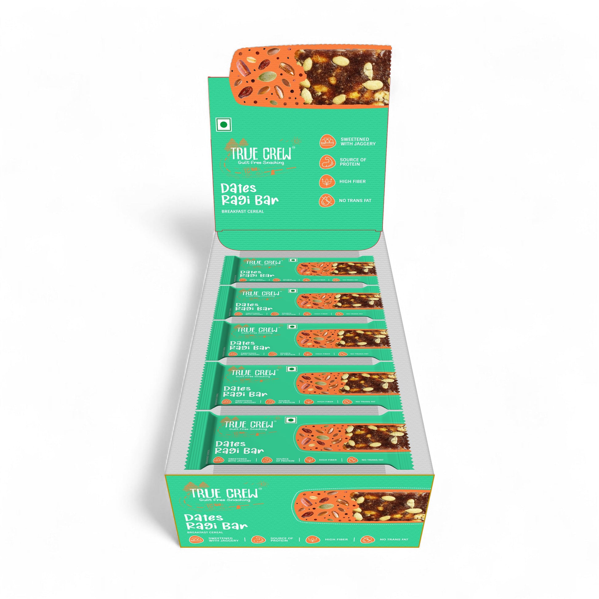 TRUE CREW - Dates Ragi Bar, 25 g Each (Pack of 10) 25gx10