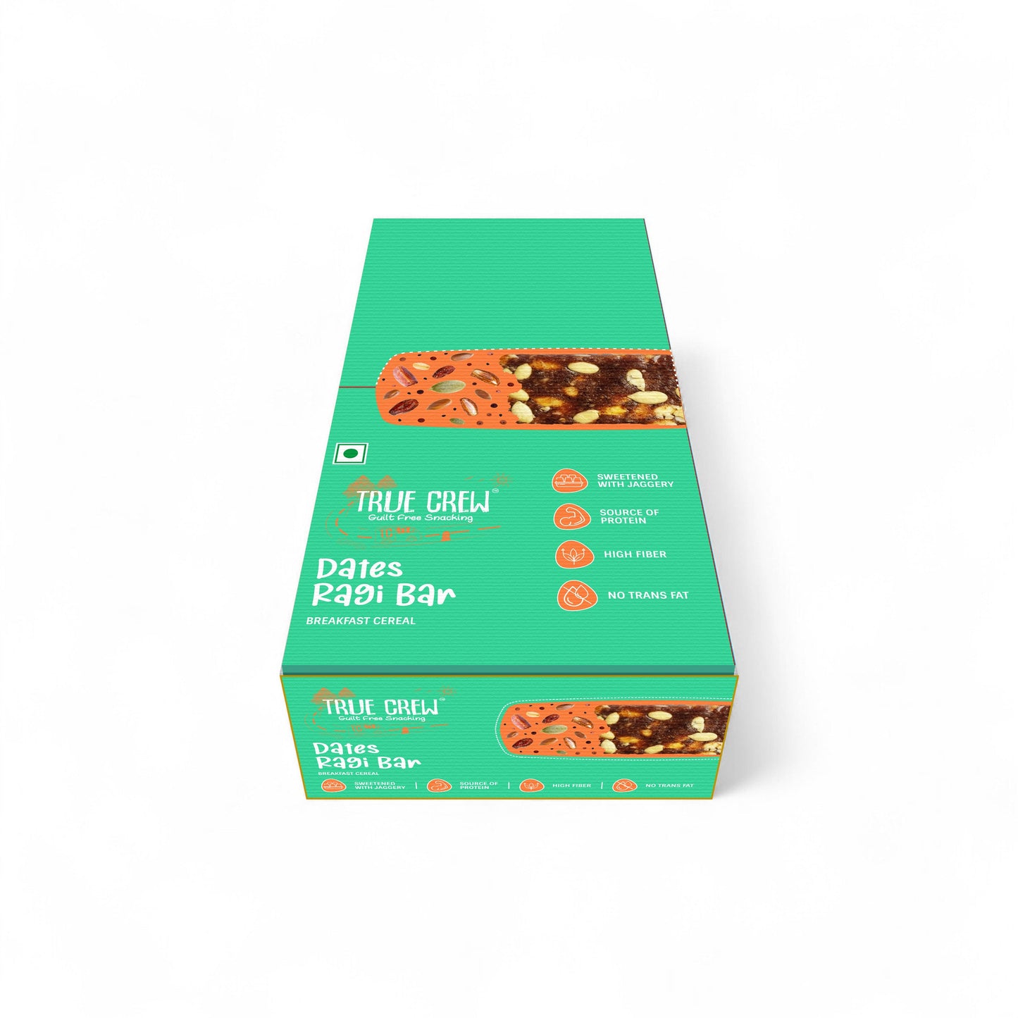 TRUE CREW - Dates Ragi Bar, 25 g Each (Pack of 10) 25gx10