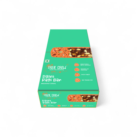 TRUE CREW - Dates Ragi Bar, 25 g Each (Pack of 10) 25gx10