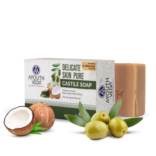 Delicate Skin Pure Handmade Castile Soap With Neem & Tulsi ( Net Qty-110g) - Set of 12 ( Get 20 % Off) 110g