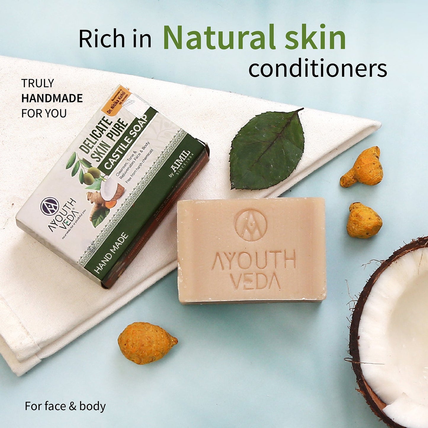 Delicate Skin Pure Handmade Castile Soap With Neem & Tulsi ( Net Qty-110g) - Single 110g