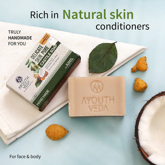 Delicate Skin Pure Handmade Castile Soap With Neem & Tulsi ( Net Qty-110g) - Set of 12 ( Get 20 % Off) 110g