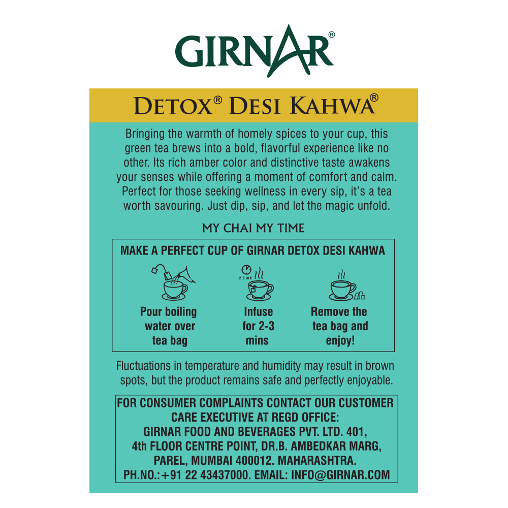 Green Tea Bags - Detox / Desi Kahwa 100 Tea Bags