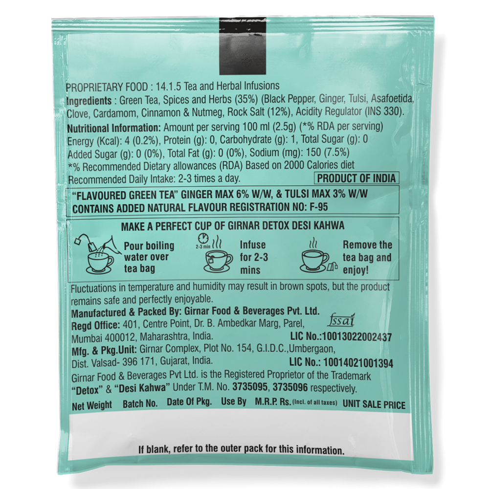 Green Tea Bags - Detox / Desi Kahwa 100 Tea Bags