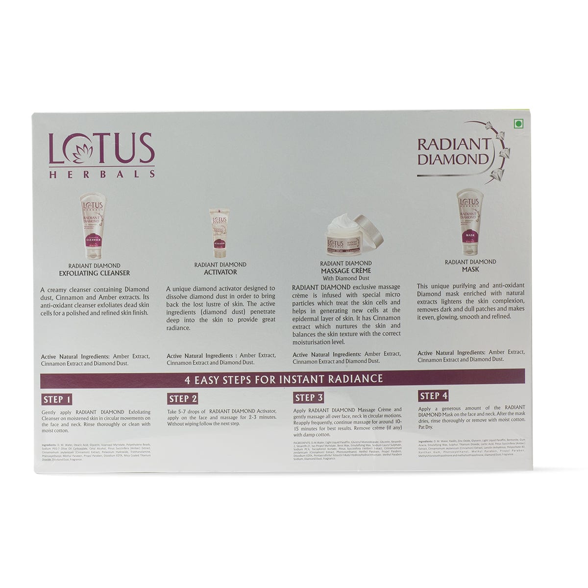 Radiant Diamond Cellular Radiance Salon Grade FACIAL KIT 170g