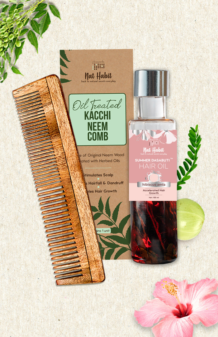 Dual Tooth Comb & Hibiscus DASABUTI Hair Oil コンボパック2点