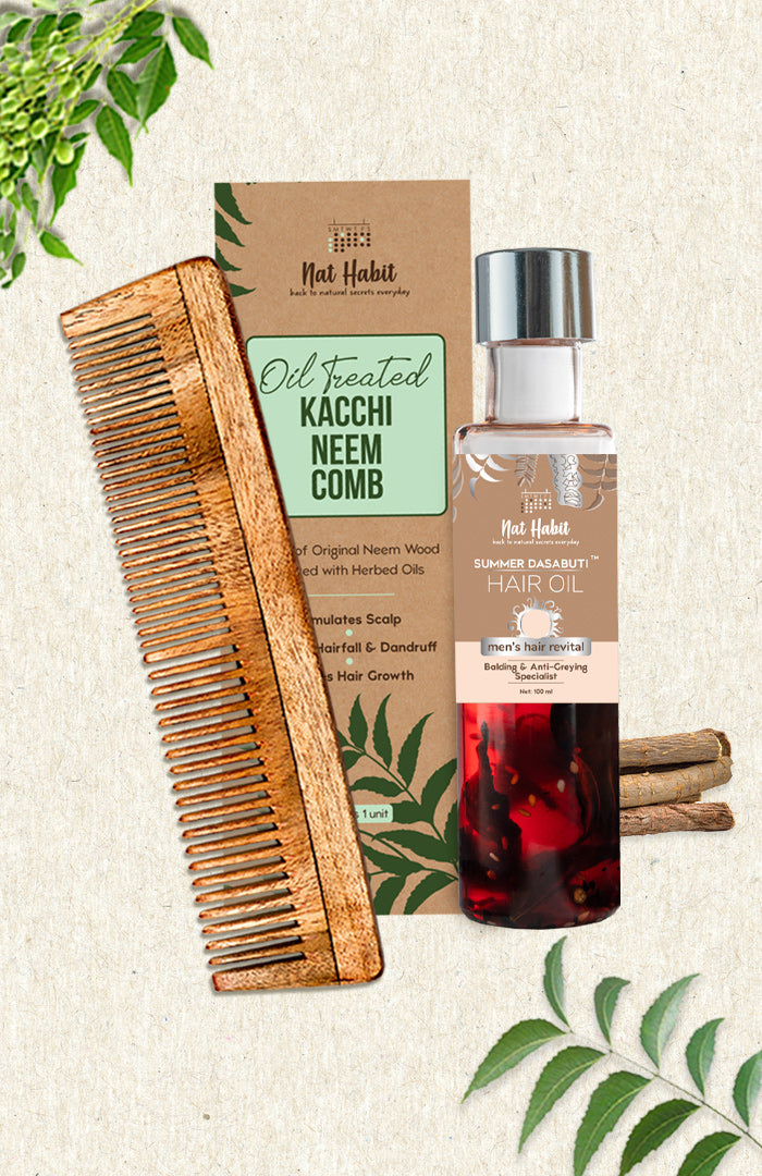 Dual Tooth Comb & Men's Revital DASABUTI Hair Oil コンボパック 2点セット