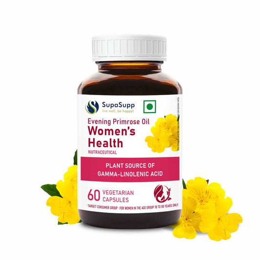 【Sri Sri Tattva】 Evening Primrose Oil Women's Health Supplement｜ イブニングプリムローズオイル 女性の健康サプリメント｜ 60ベジカプセル 500mg