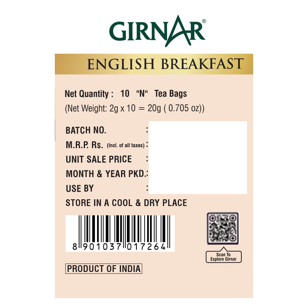 Black Tea Bags - English Breakfast 10 Tea Bags