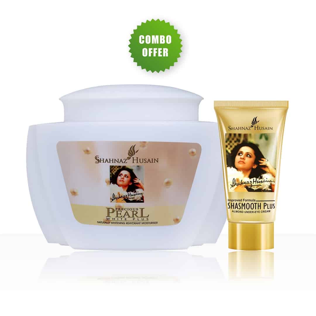 Precious Pearl White Plus Cream Naturally Whitening Rehydrant Moisturiser 500g + Shasmooth Plus Almond Under Eye Cream 540g