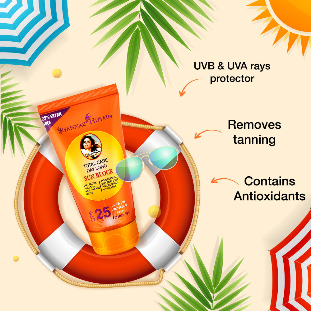 Total Care Day Long Sun Block (SPF 25) 80g + 20g X Pack of Two 200g