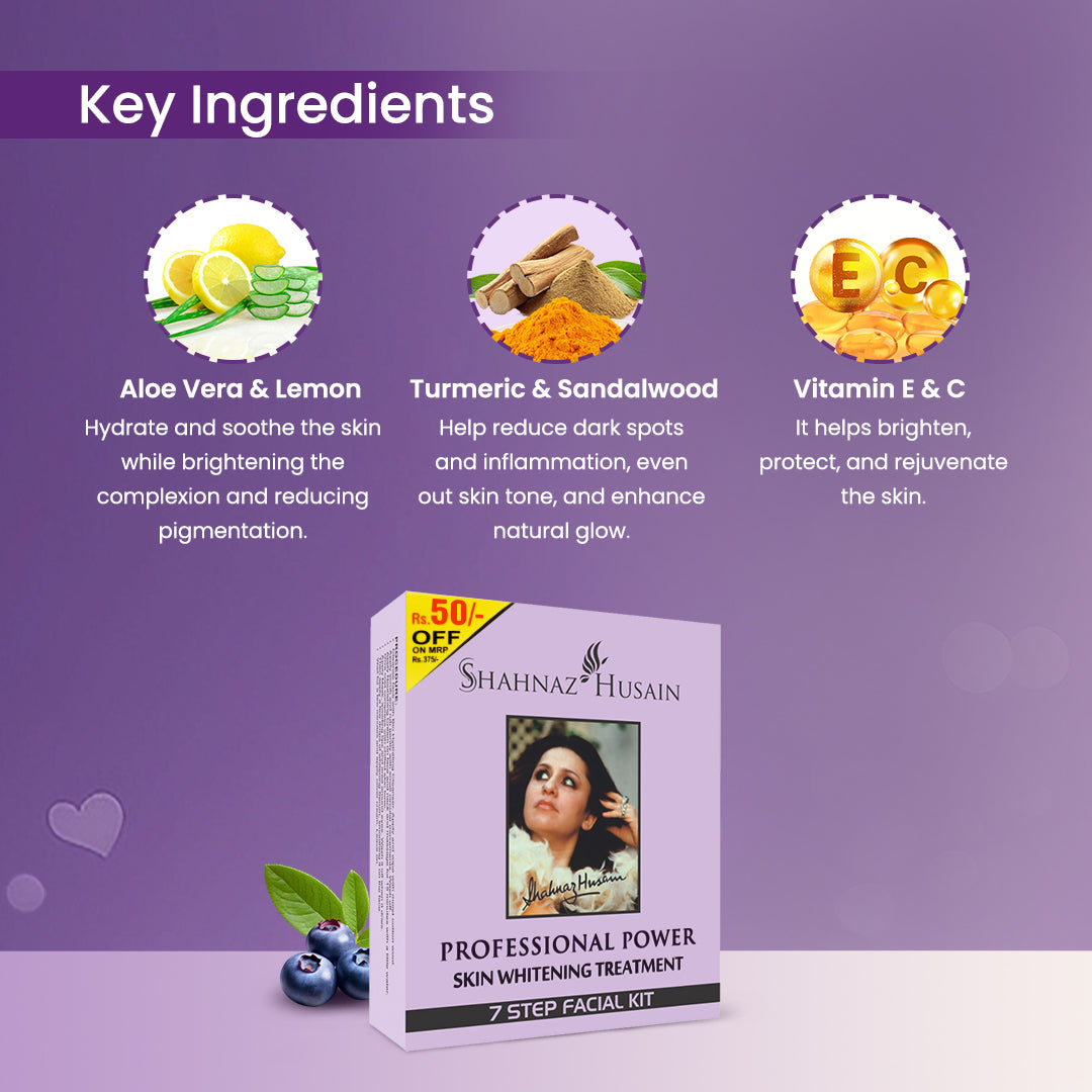 Professional Power Skin Whitening Treatment 7 Steps Facial Kit (48g + 15ml) 48g