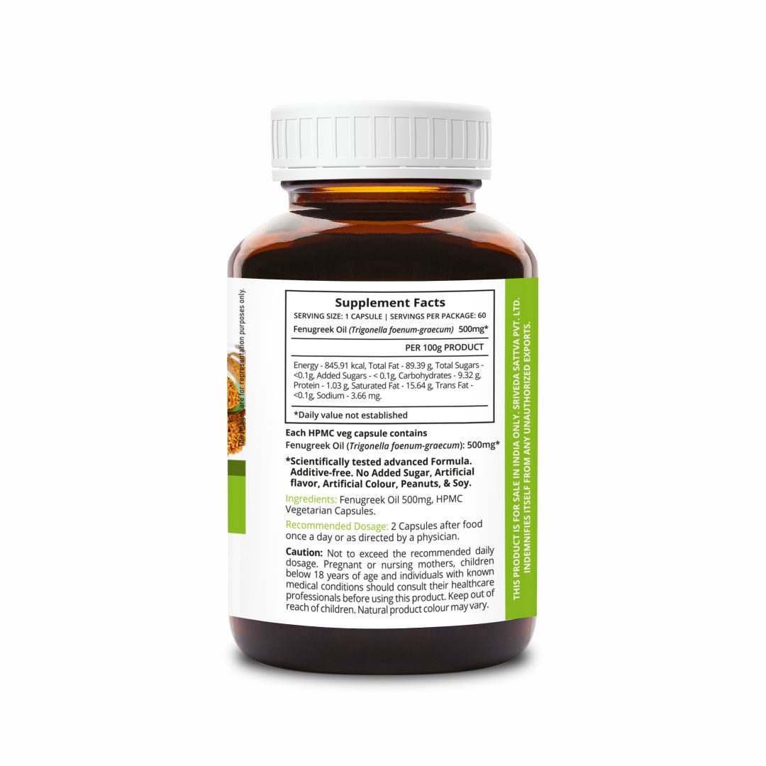 SupaSupp Fenugreek Oil Great After 40 | Blood Sugar Regulation, Joint Health, Heart Health, Supports Weight Management | Health Supplement | 60 Veg Cap, 500 mg 500mg