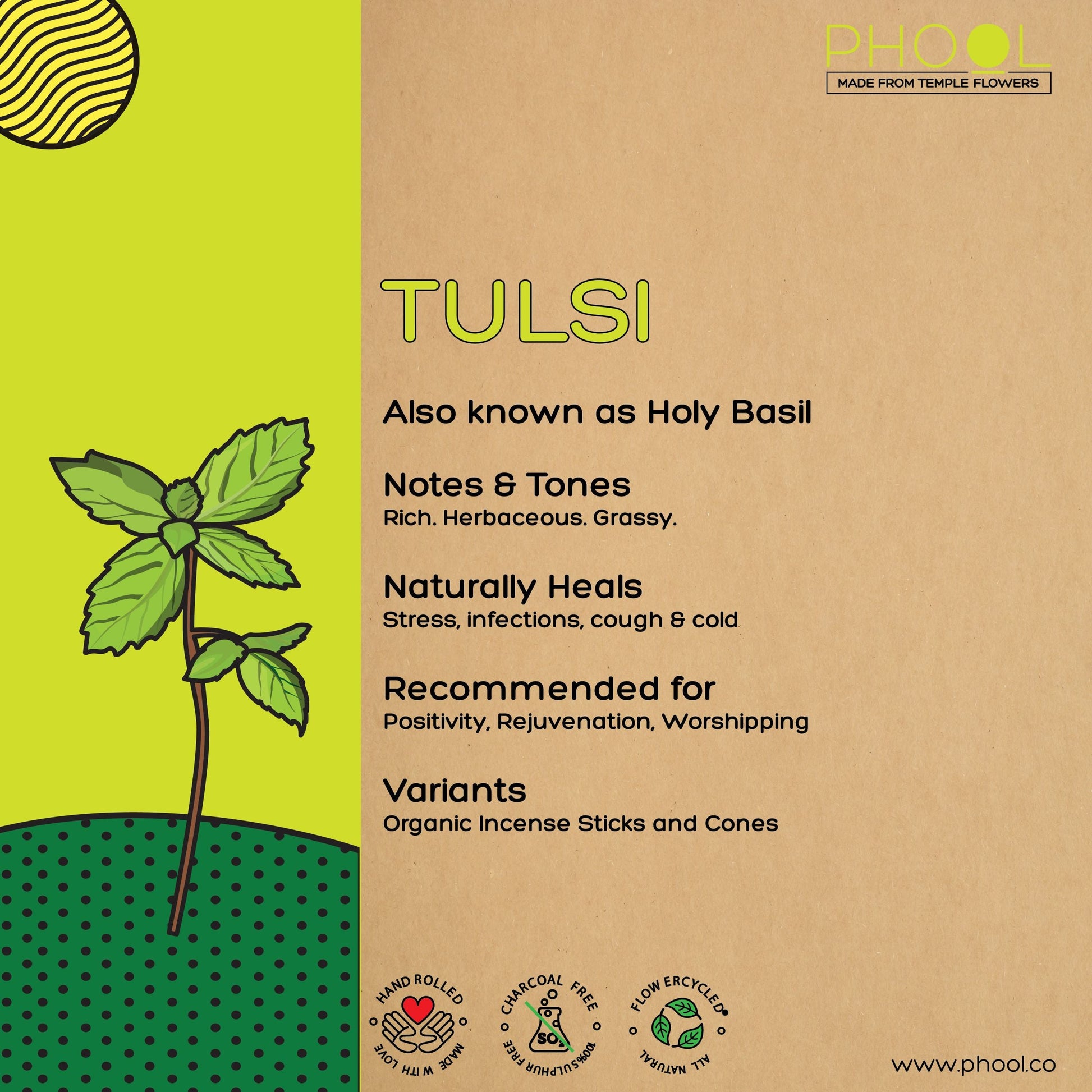 Natural Incense Cones - Tulsi