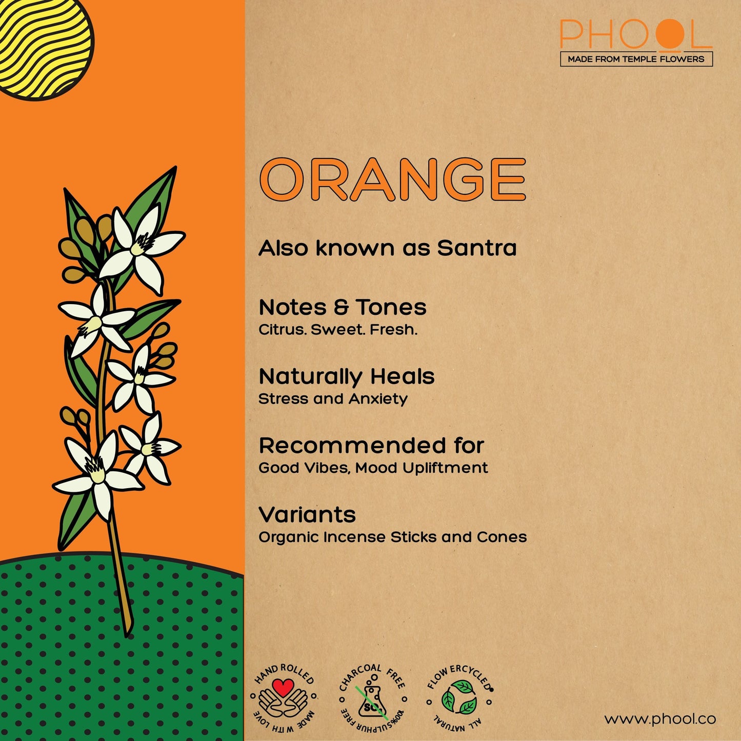Natural Incense Cones - Orange