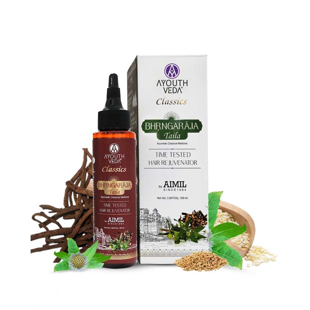 Bhrngaraja Taila | Hair Strengthening Oil Fortified With Bhringraj & Manjistha | Reduces Hair Loss, Boosts Growth & Improves Scalp Health | With 10 Nourishing Herbs & Oils for Soft, Strong & Beautiful Hair | Net Qty 100 ml 100ml