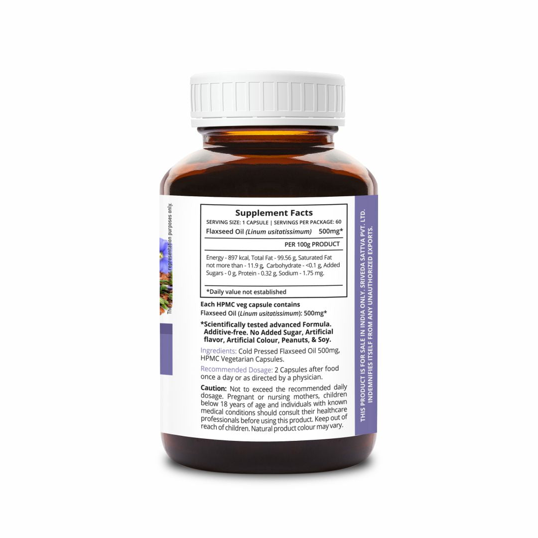 SupaSupp Flaxseed Oil Omega 3,6,9 | Essential Fatty Acids, Improves Metabolism, Heart And Brain Function | Health Supplement | 60 Veg Cap, 500 mg 500mg