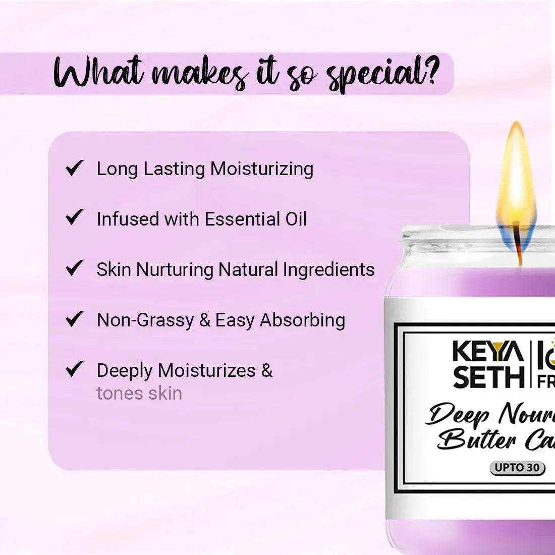 Lab Fresh Deep Nourishing Butter Candle - Upto 30 Enriched with Jojoba & Neroli Oil, Prevents Stretch Marks, Fine Lines, Wrinkles, Dry & Mature Skin 1g