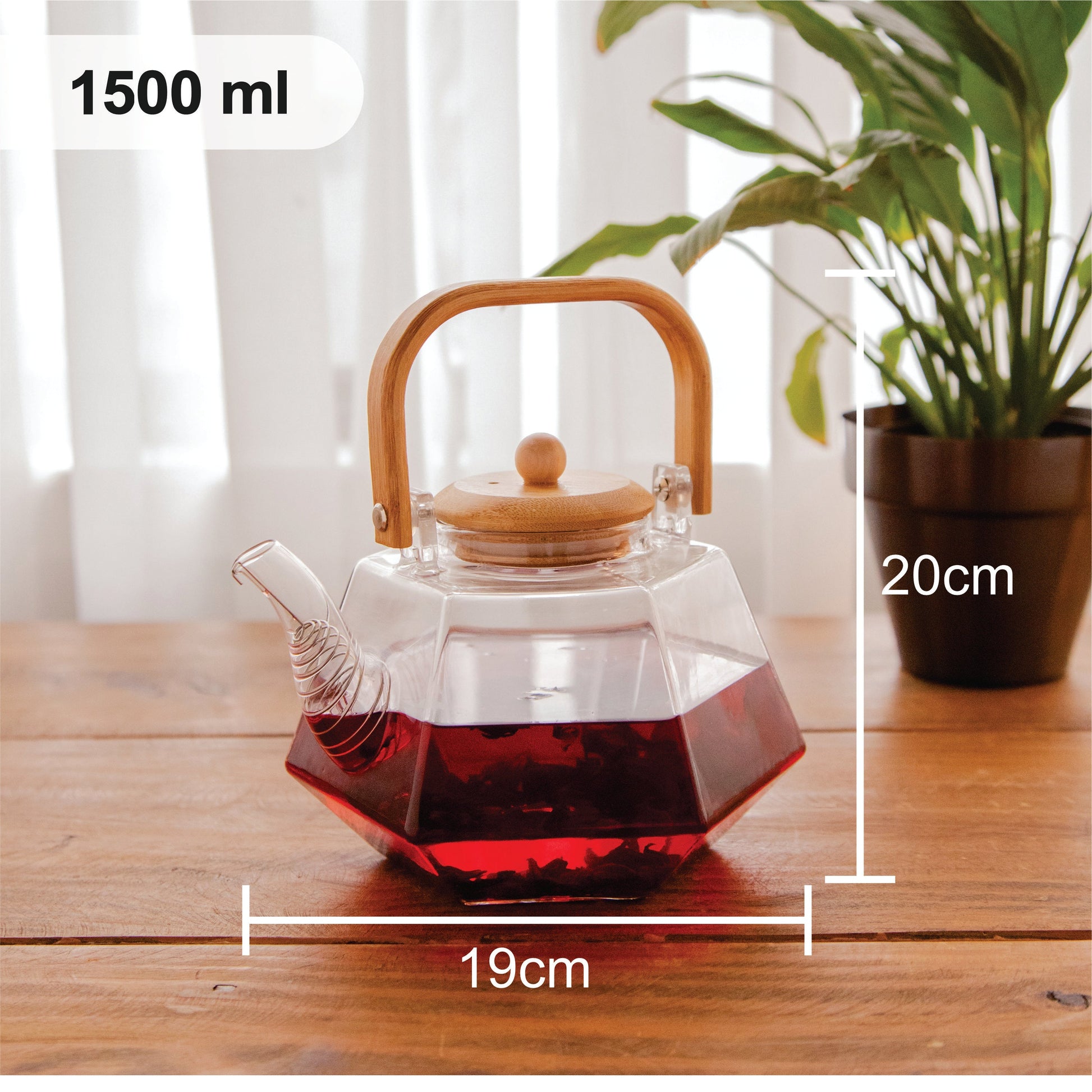 Octavius Facet Brew Borosilicate Glass Kettle – 1500 ml 1500ml