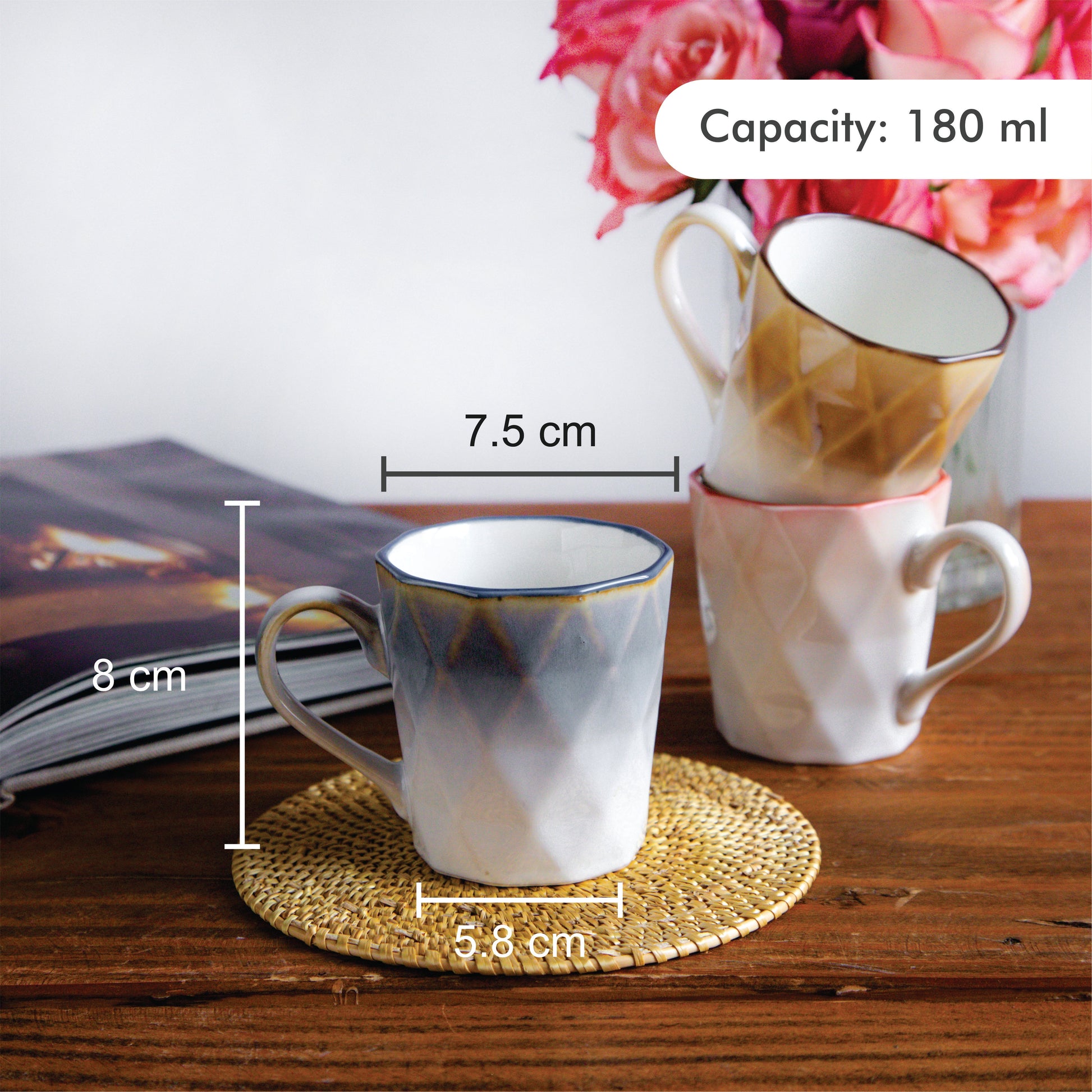 Facet Glow Teacup Set (6 pcs) – 180 ml each 6pcs