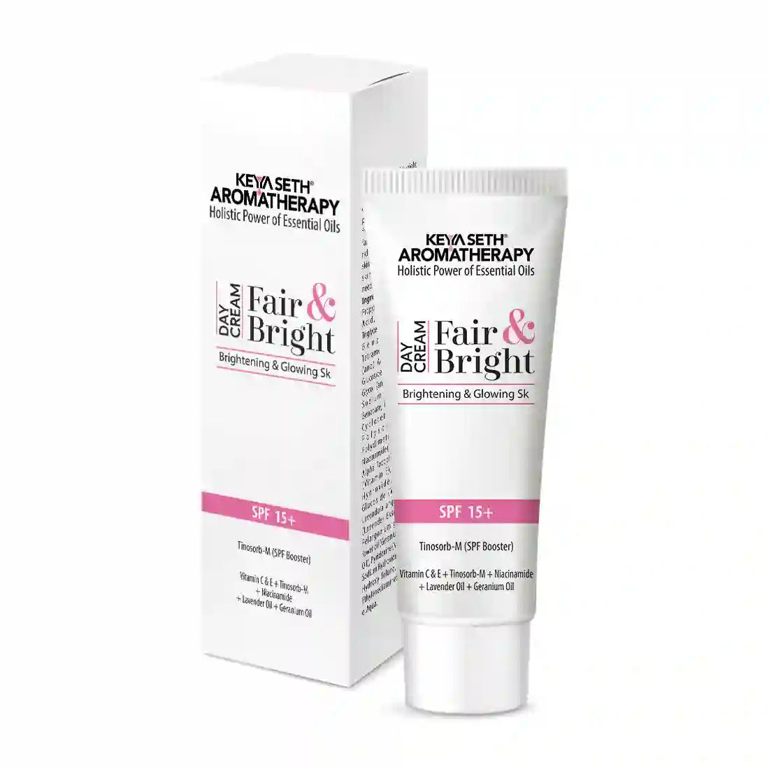 Fair & Bright Day Cream SP15+, Skin Brightening & Whitening, with Vitamin C, B3 & B6 Moisturizer with Lavender & Geranium Essential Oil 18g