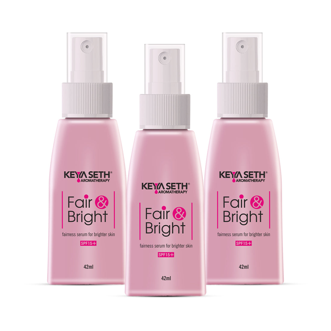 Fair & Bright Serum, Skin Brightening, Whitening, with Vitamin C, AHA Exfoliation with Glycolic & Lactic ACID, Lavender & Geranium Essential Oil 42ml x 3